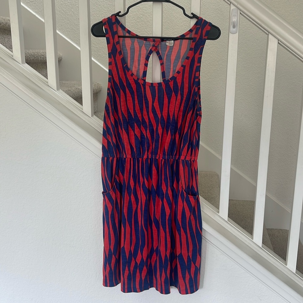 Red/ Blue dress with back cut out